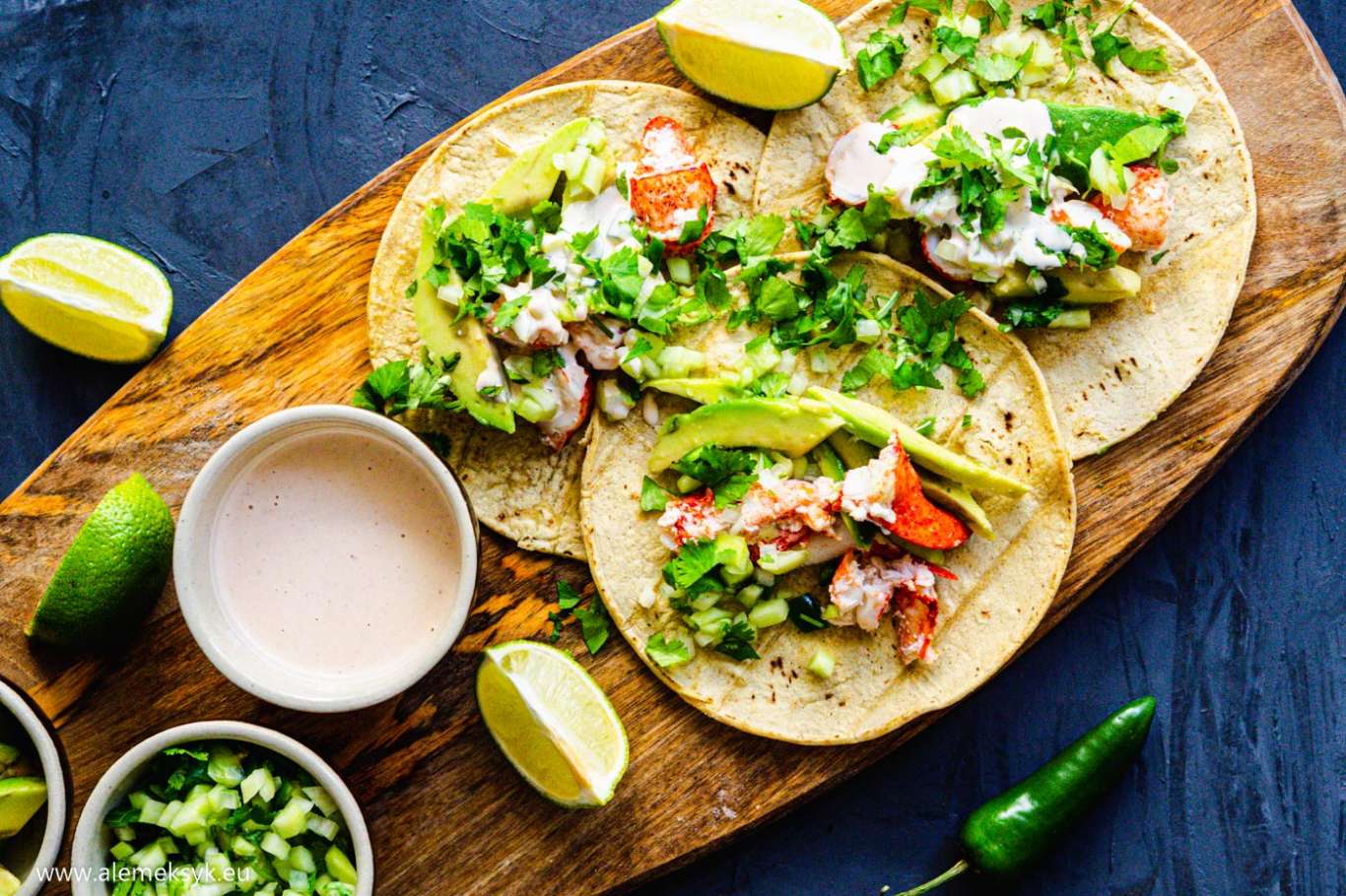 Taco de langosta - świetne połączenie homara z salsą pico de pepino i chipotle mayo