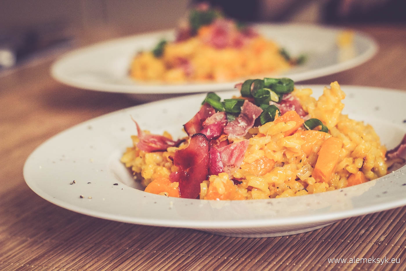 Aromatyczne risotto z dynią i prażonym boczkiem