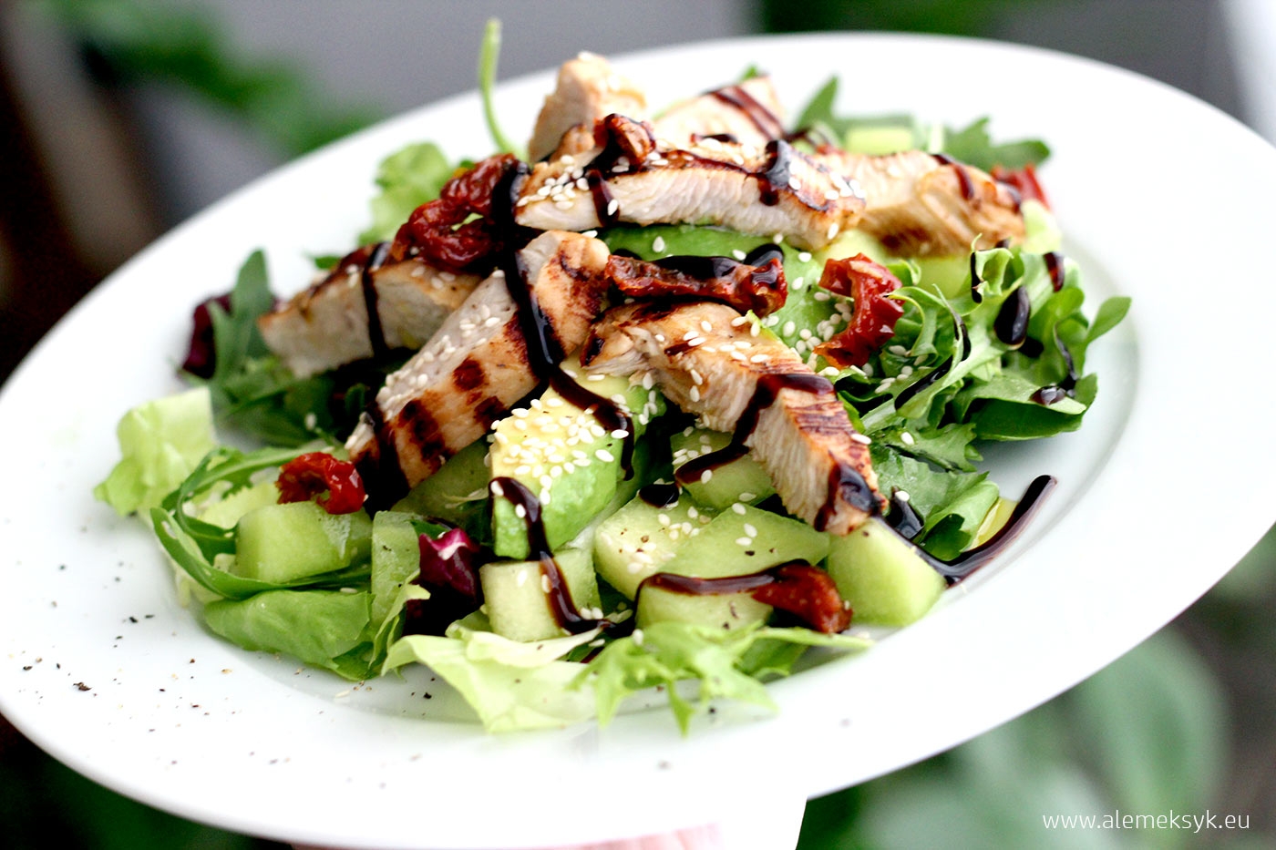 Sałata z grillowanym indykiem, melonem i awokado