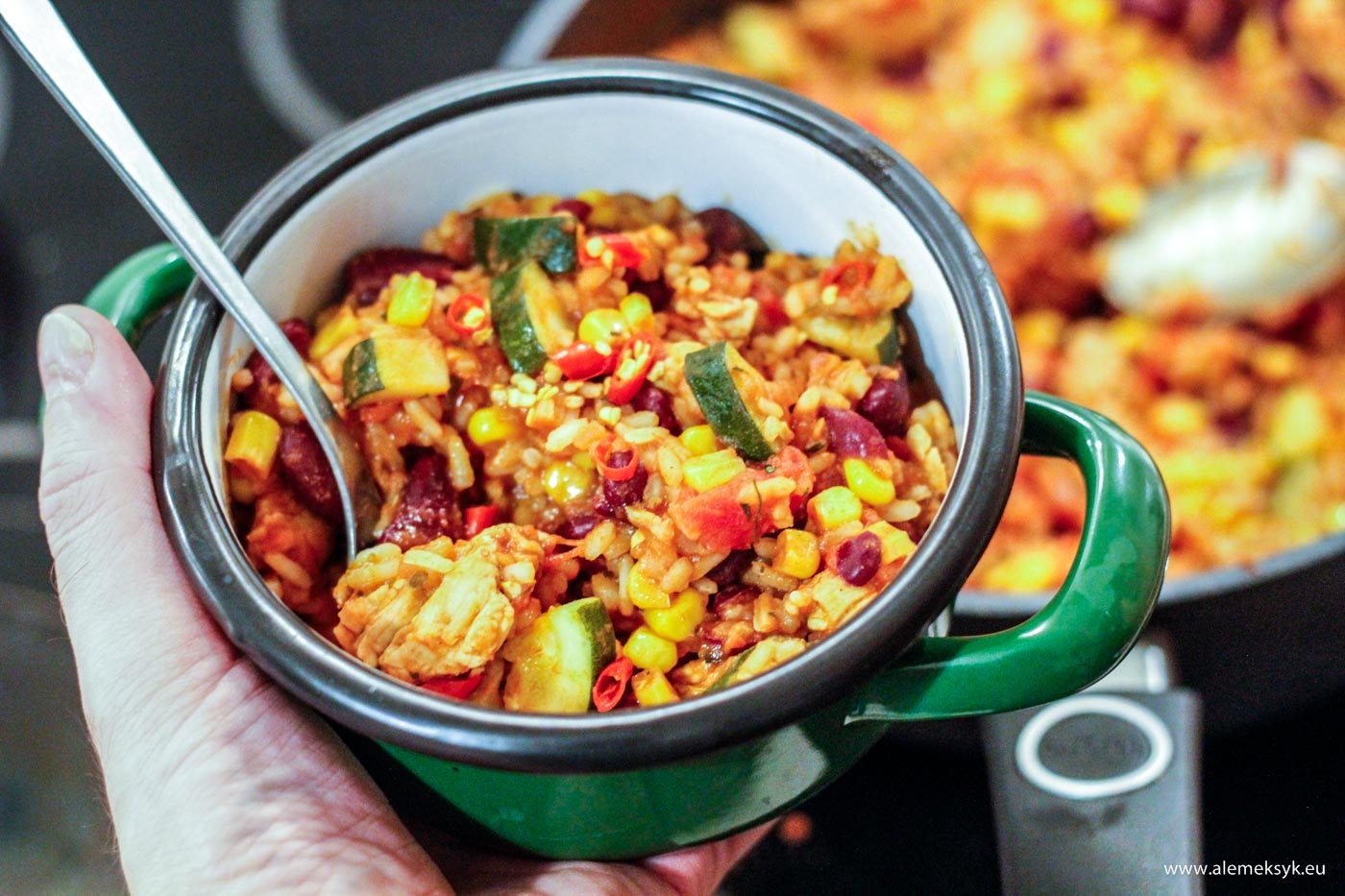 Chili con pavo z ryżem – odmiana chili con carne z indykiem i cukinią