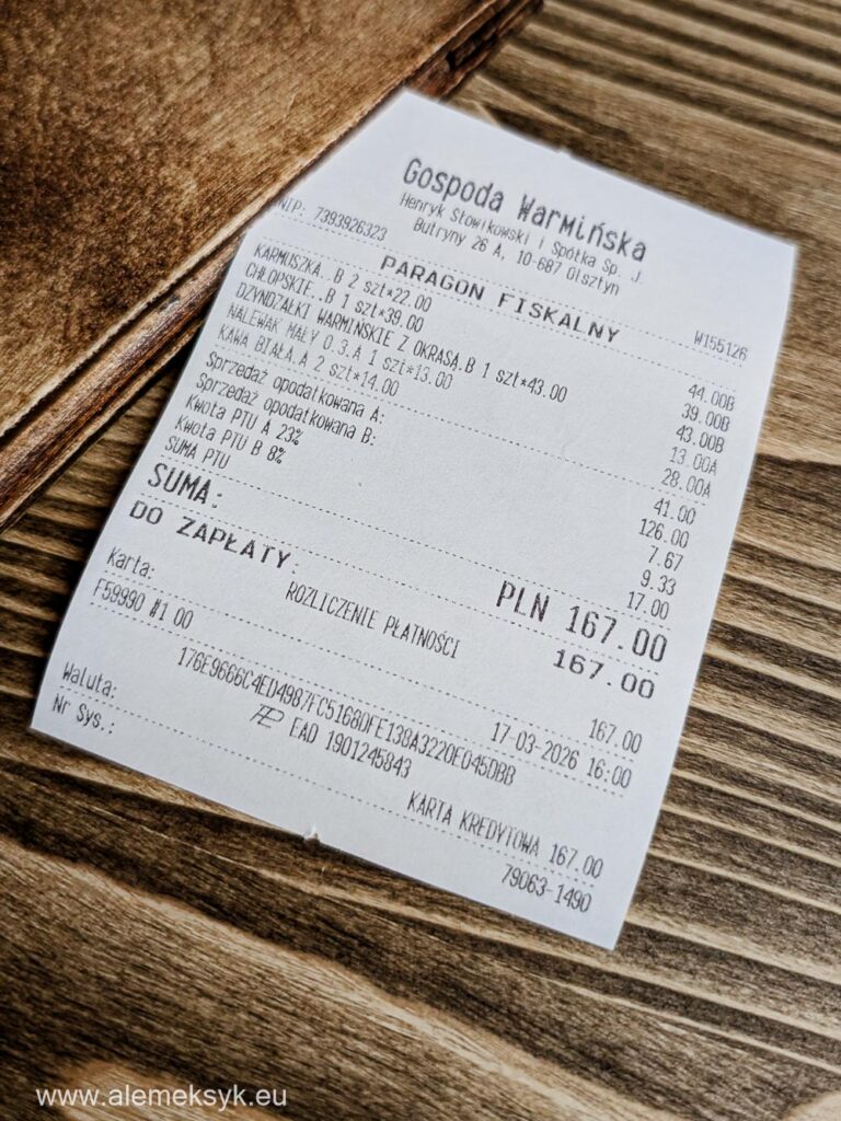 Gospoda Warmińska Butryny menu